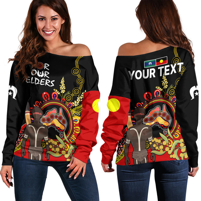 custom-personalised-naidoc-2023-indigenous-women-off-shoulder-sweater-australia-map-with-golden-wattle
