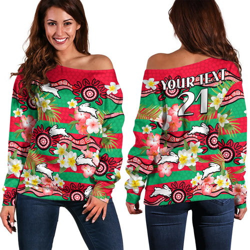 custom-personalised-rabbitohs-rugby-women-off-shoulder-sweater-tropical-flowers-and-palm-hawaiian-style