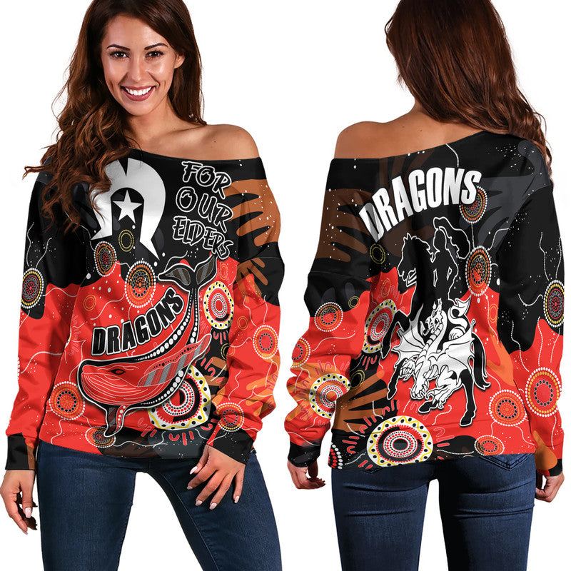 dragon-rugby-naidoc-2023-women-off-shoulder-sweater-torres-strait-aboriginal