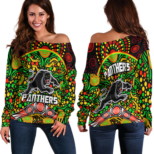 panthers-rugby-women-off-shoulder-sweater-boomerang-indigenous-dots