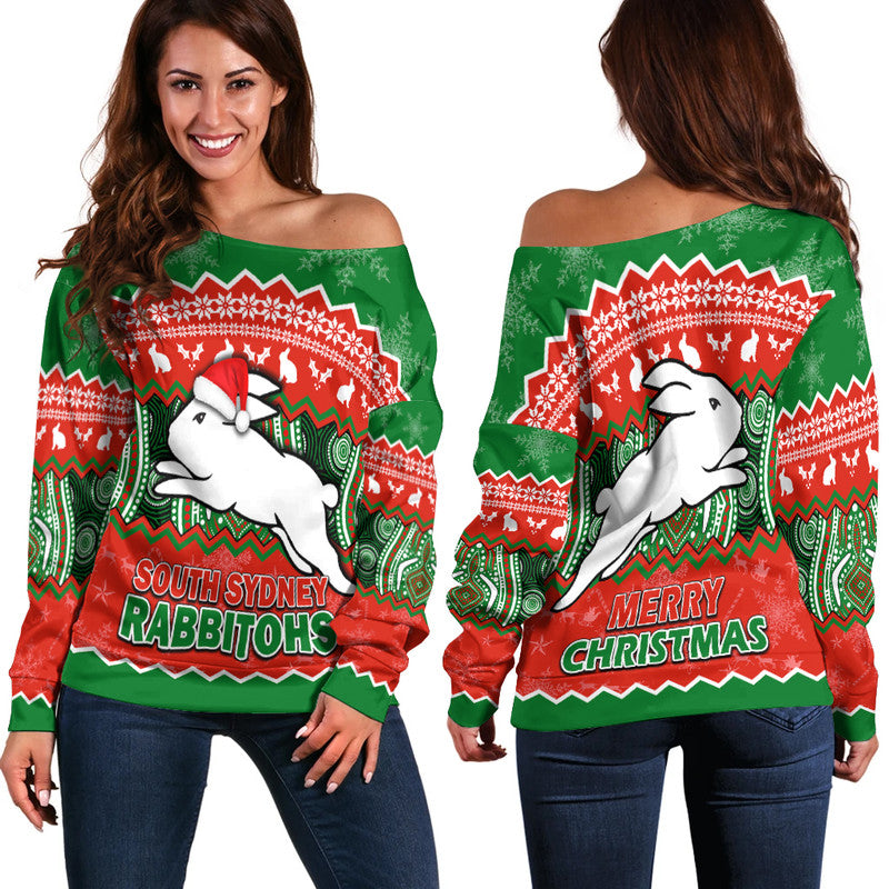 south-sydney-rabbitohs-aboriginal-christmas-vibe-women-off-shoulder-sweater