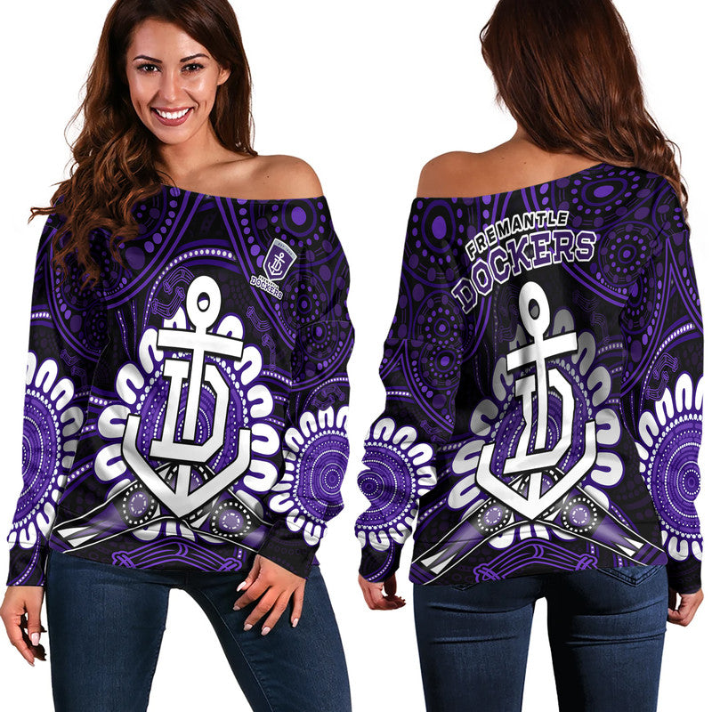dockers-football-women-off-shoulder-sweater-boomerang-indigenous-dots