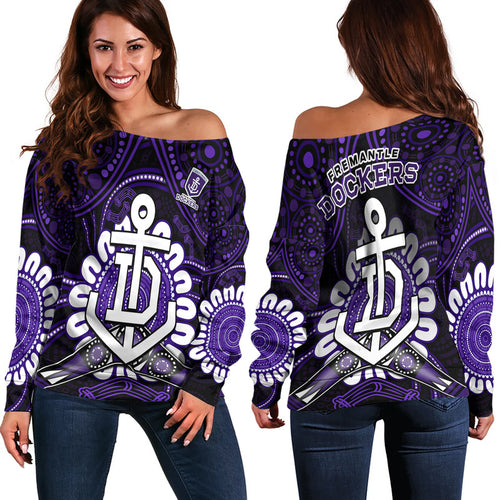 dockers-football-women-off-shoulder-sweater-boomerang-indigenous-dots
