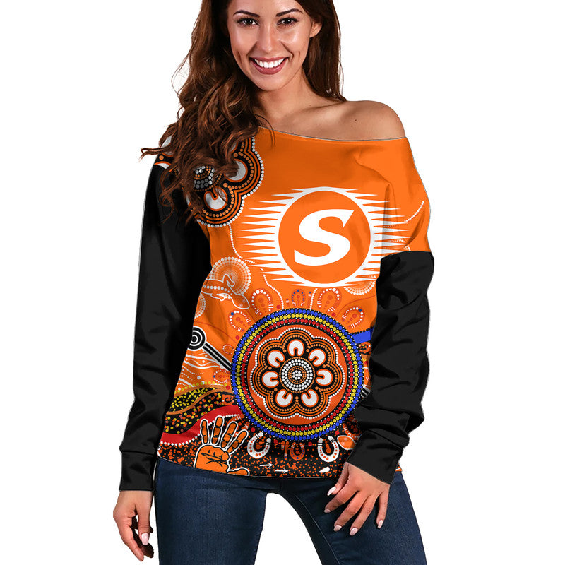 custom-personalised-perth-scorchers-women-off-shoulder-sweater-cricket-indigenous-aboriginal-lizard-version
