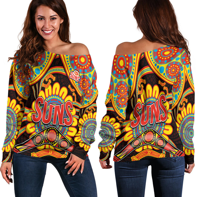 suns-football-women-off-shoulder-sweater-boomerang-indigenous-dots