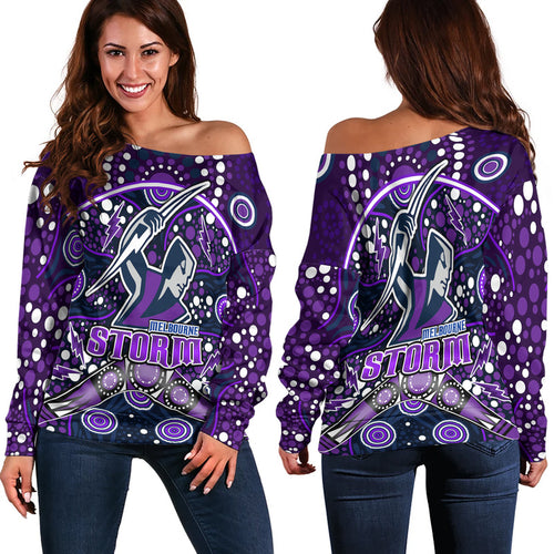 storm-rugby-women-off-shoulder-sweater-melbourne-boomerang-indigenous-dots