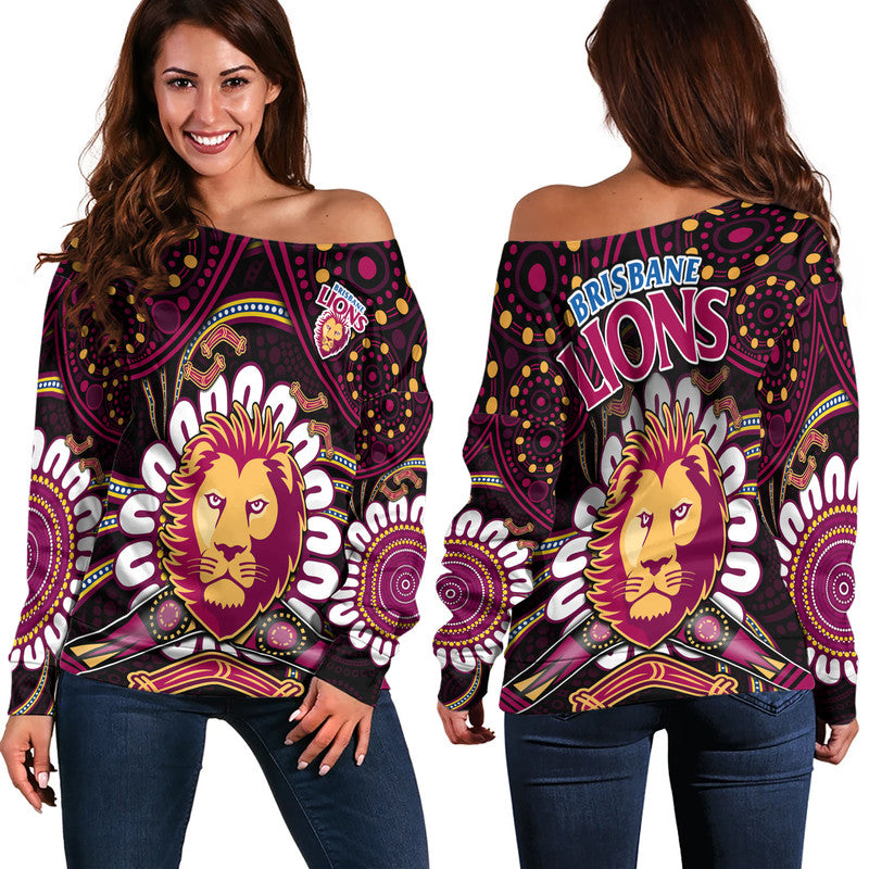 brisbane-lions-football-women-off-shoulder-sweater-boomerang-indigenous-dots