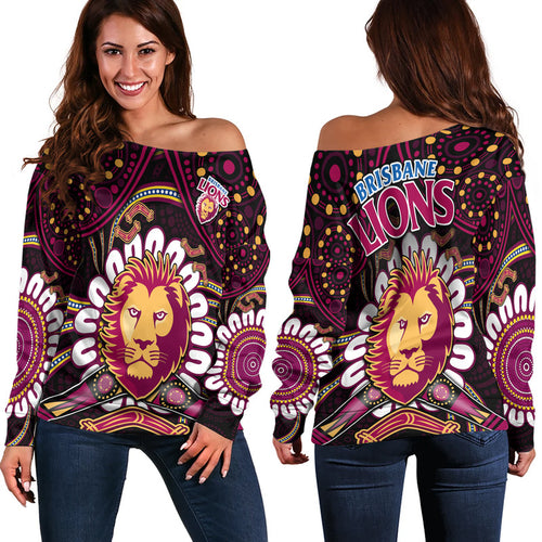 brisbane-lions-football-women-off-shoulder-sweater-boomerang-indigenous-dots