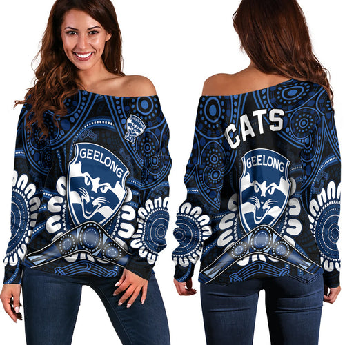 cats-football-women-off-shoulder-sweater-boomerang-indigenous-dots