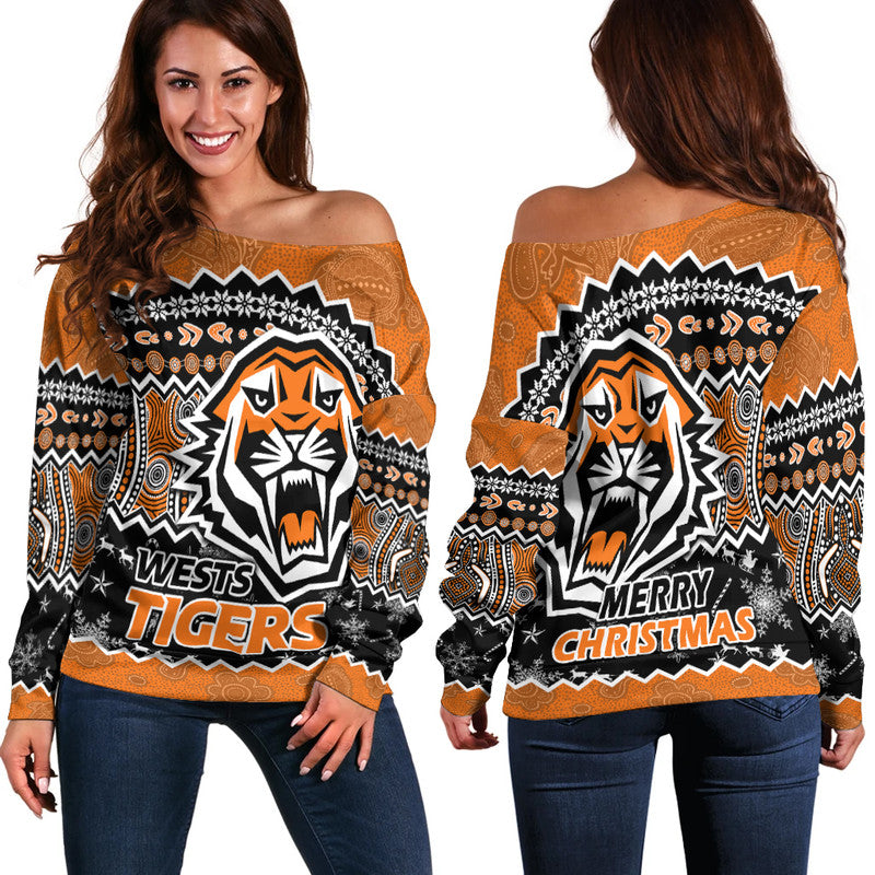 wests-tigers-aboriginal-christmas-vibe-gold-version-women-off-shoulder-sweater