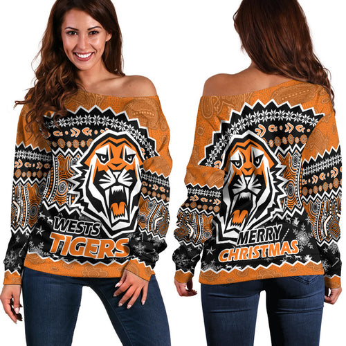 wests-tigers-aboriginal-christmas-vibe-gold-version-women-off-shoulder-sweater