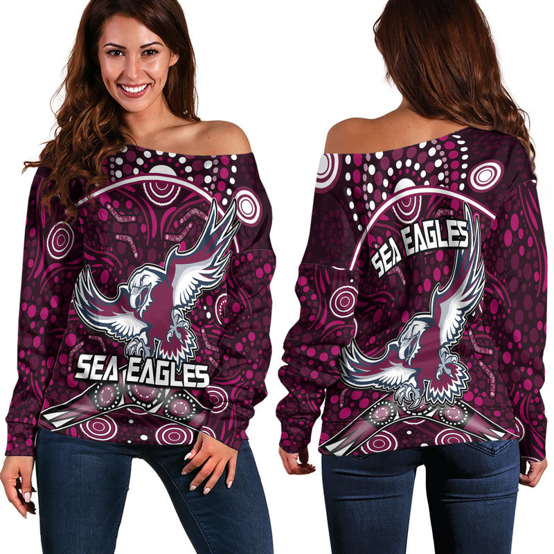 sea-eagles-rugby-women-off-shoulder-sweater-boomerang-indigenous-dots