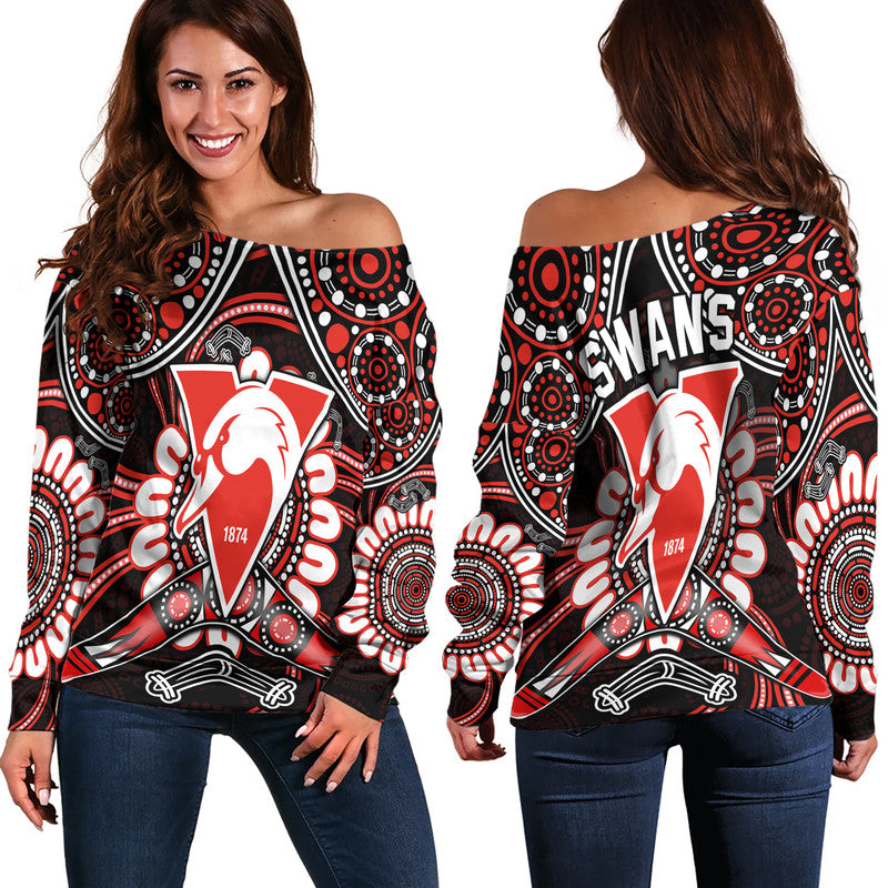 swans-football-women-off-shoulder-sweater-boomerang-indigenous-dots