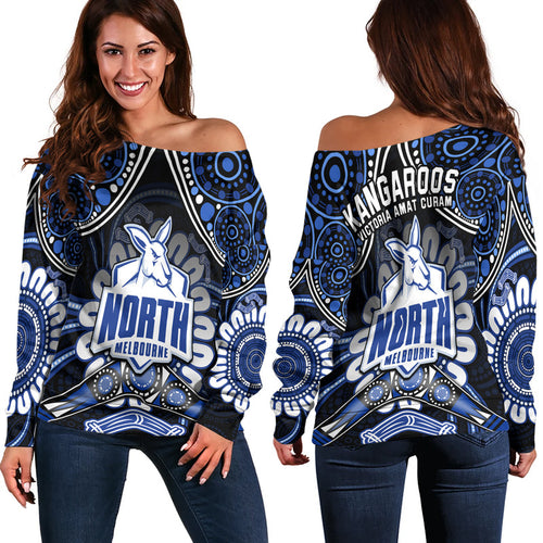 kangaroos-football-women-off-shoulder-sweater-boomerang-indigenous-dots