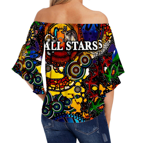 Indigenous All Stars Off Shoulder Wrap Waist Top 2022 NAIDOC Week LT8
