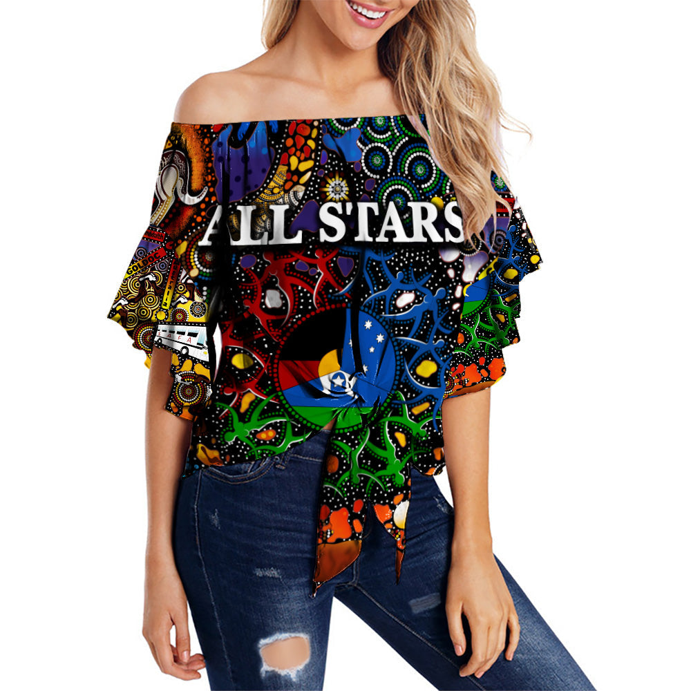 Indigenous All Stars Off Shoulder Wrap Waist Top 2022 NAIDOC Week