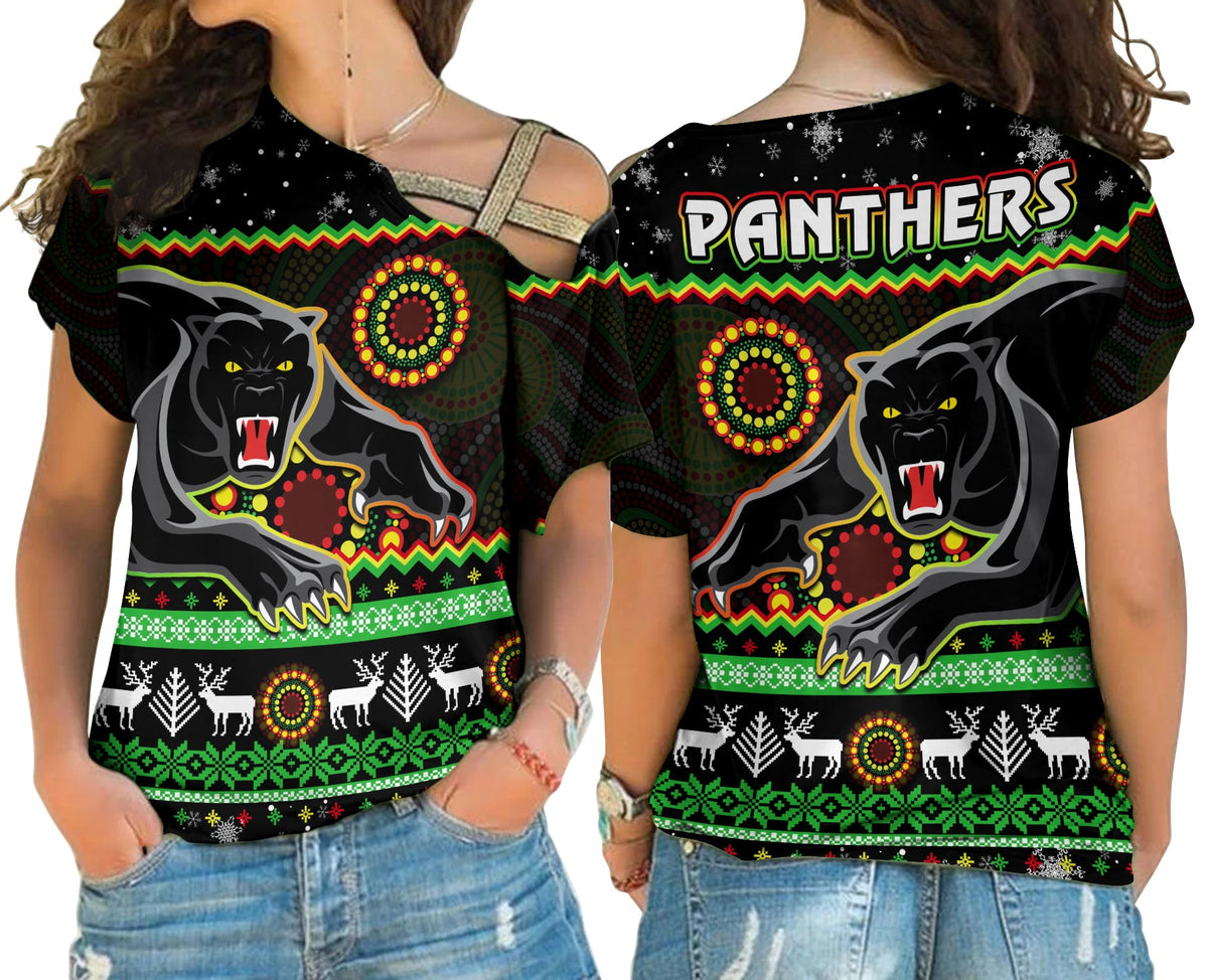 panthers-christmas-cross-shoulder-shirt-aboriginal-pattern-penrith-black-version