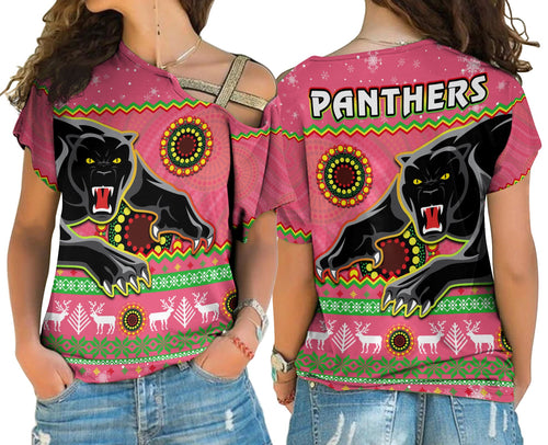 panthers-christmas-cross-shoulder-shirt-aboriginal-pattern-penrith-pink-version