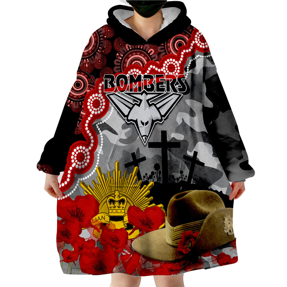 bombers-football-anzac-2023-wearable-hoodie-blanket-aboriginal-mix-slouch-hat