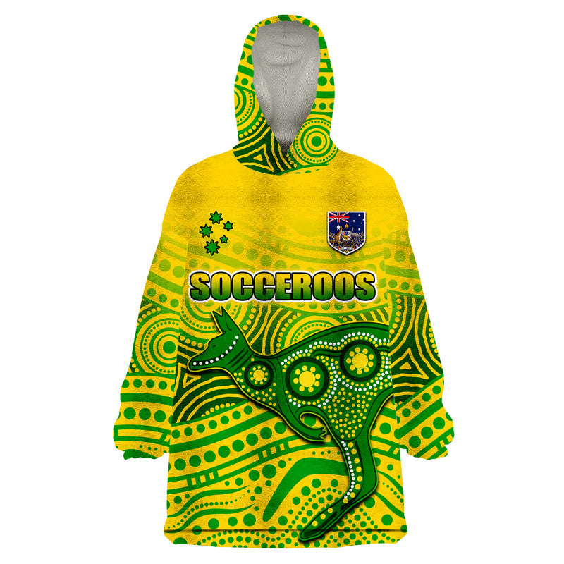 custom-personalised-australia-aboriginal-soccer-wearable-blanket-hoodie-kangaroo-socceroos-art-style