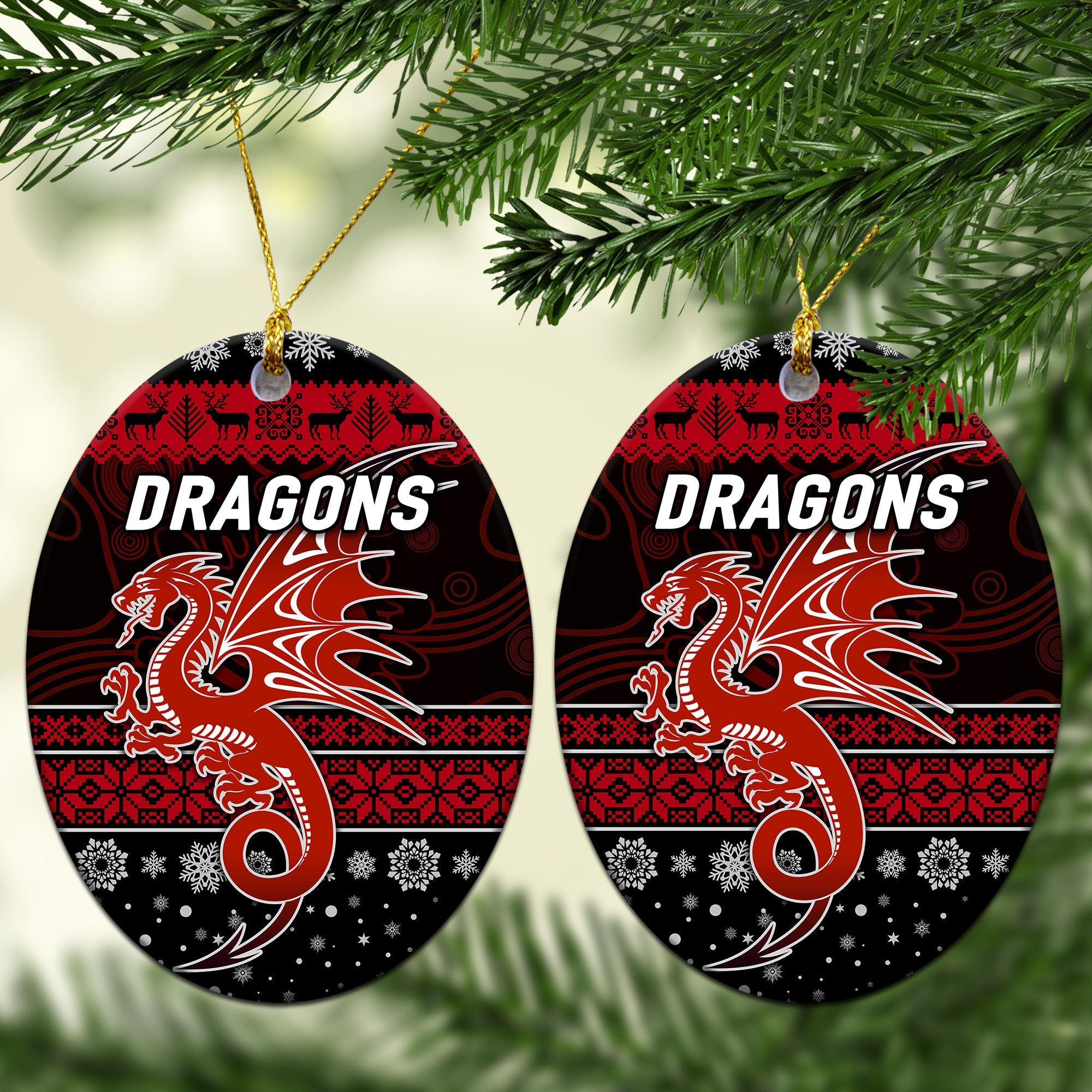 st-george-illawarra-dragons-christmas-ornament-simple-style-black
