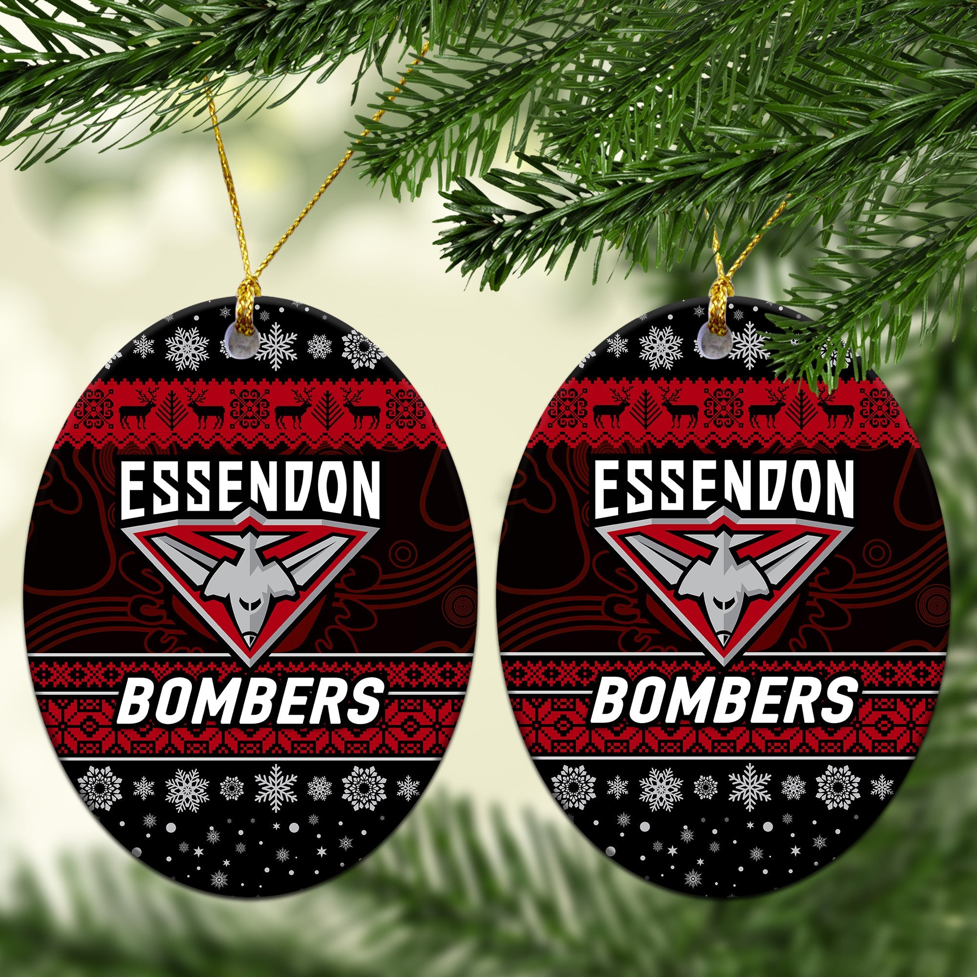 essendon-bombers-christmas-ornament-simple-style-black