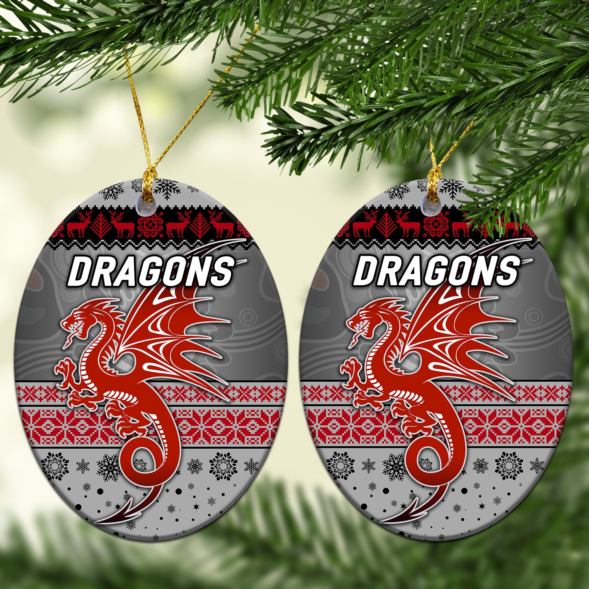 st-george-illawarra-dragons-christmas-ornament-simple-style-grey