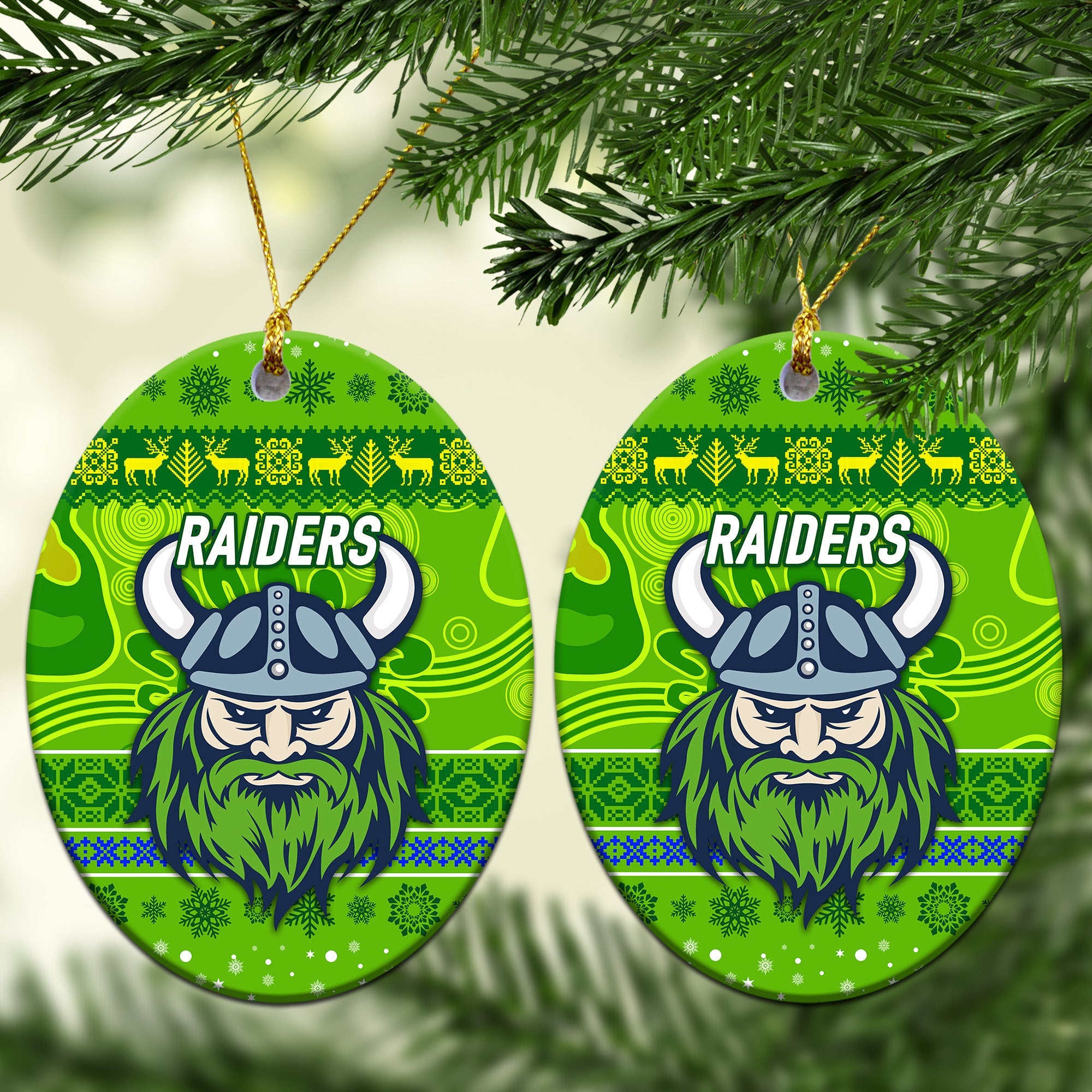 canberra-raiders-christmas-ornament-simple-style-green