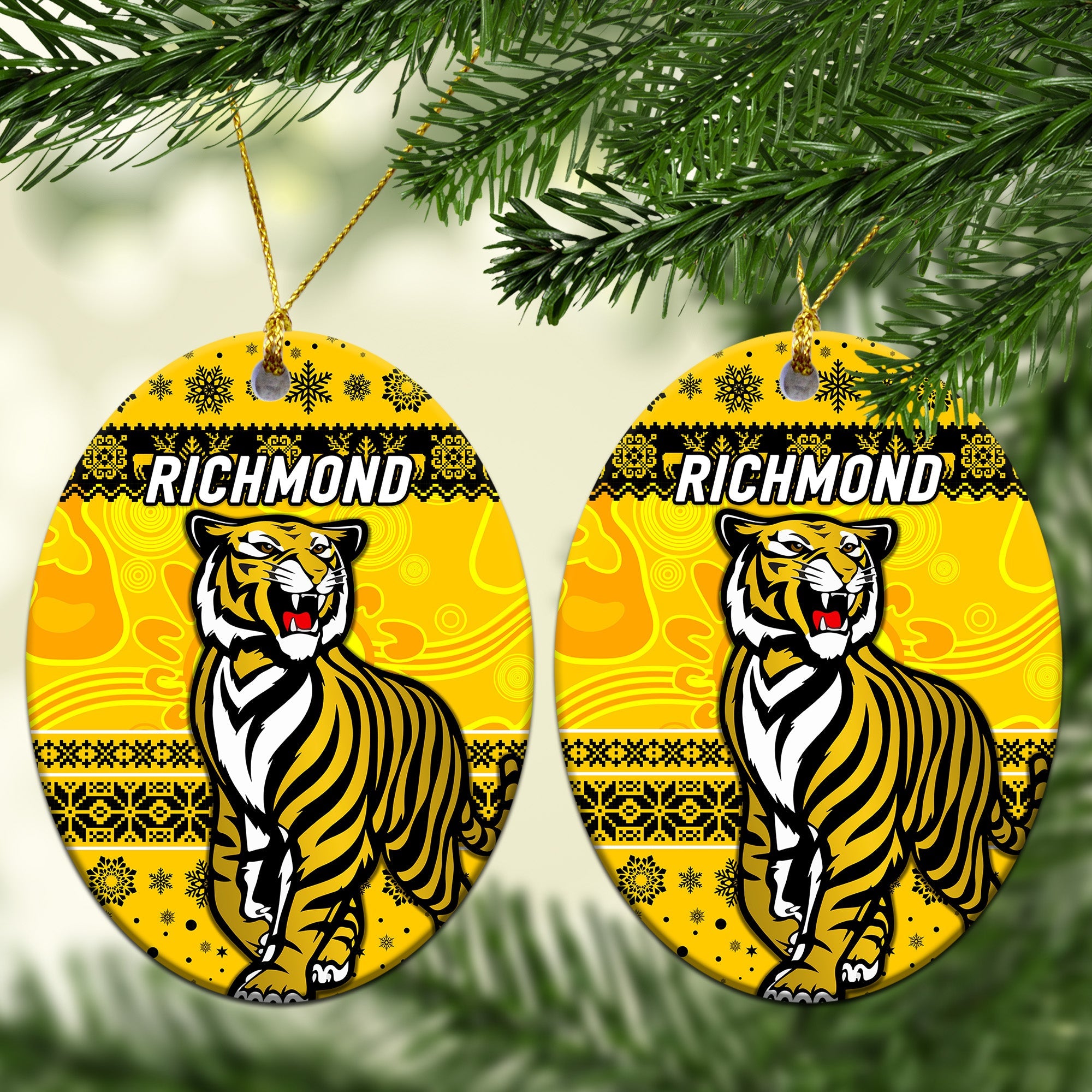 richmond-tigers-christmas-ornament-simple-style-yellow