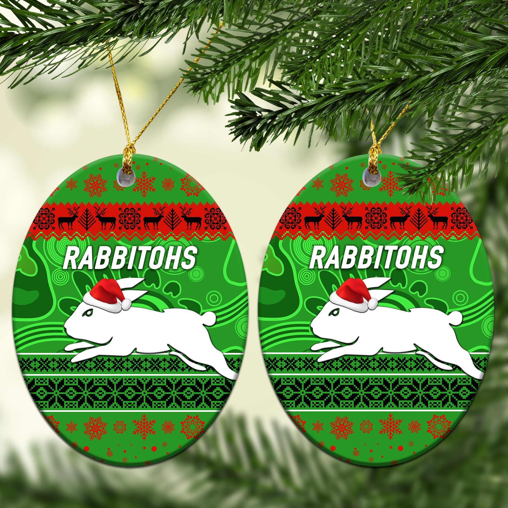 south-sydney-rabbitohs-christmas-ornament-simple-style-green