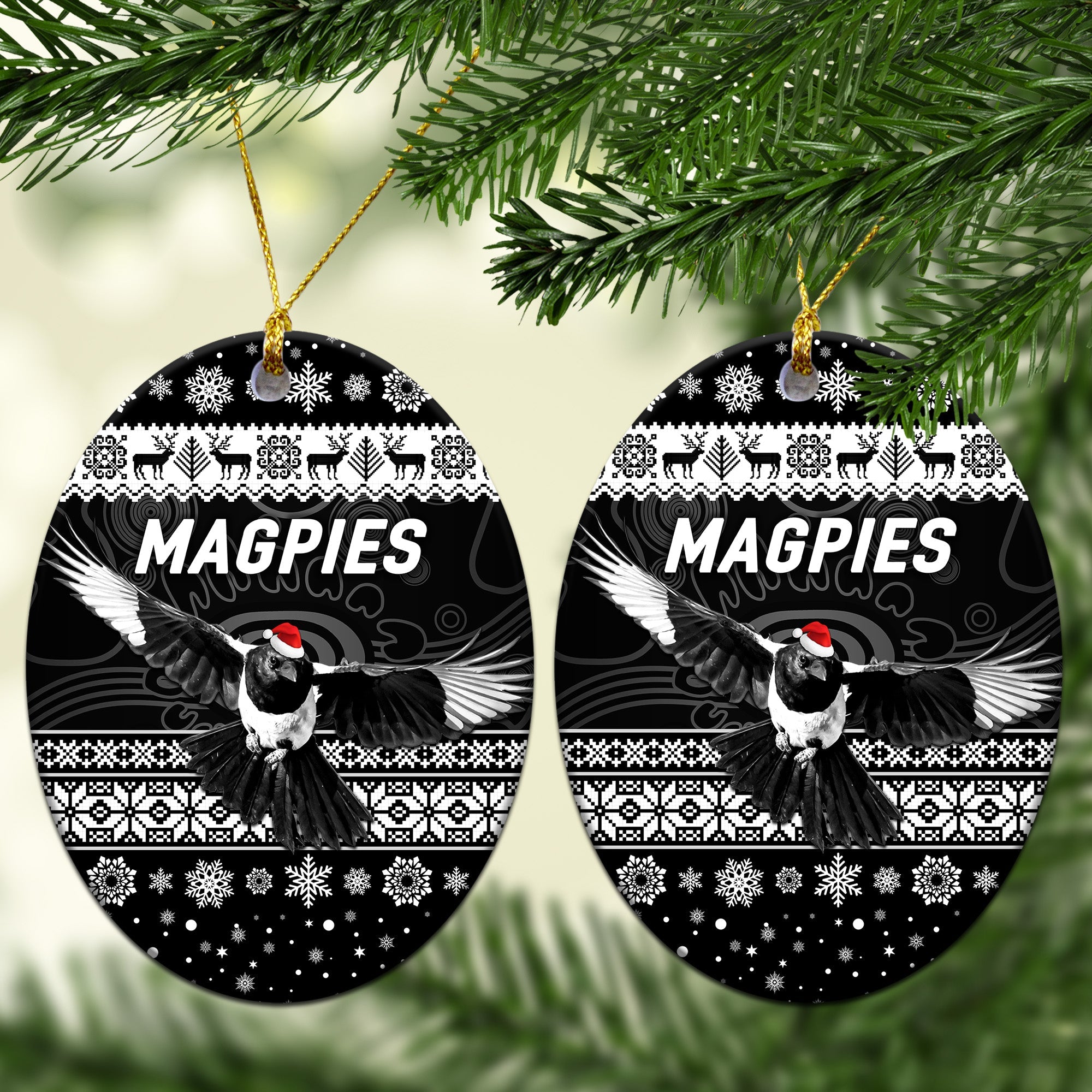 collingwood-magpies-christmas-ornament-simple-style