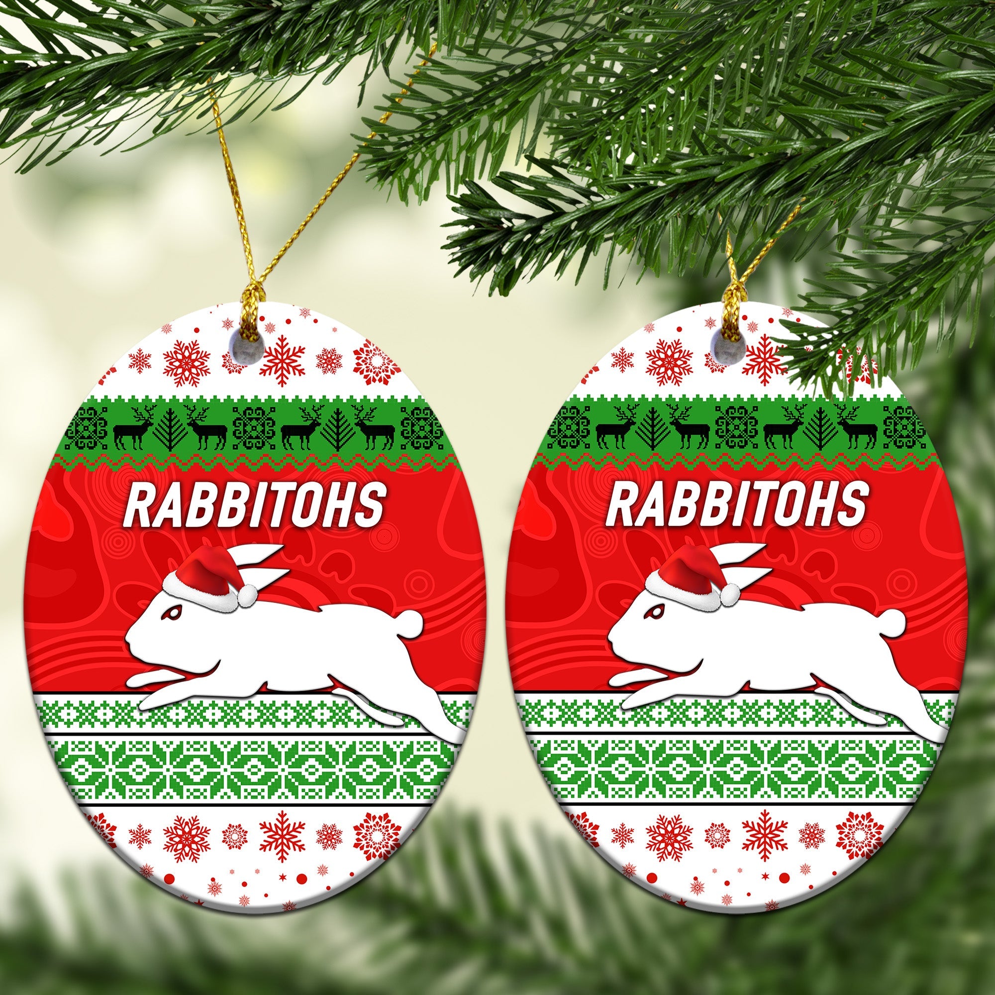 south-sydney-rabbitohs-christmas-ornament-simple-style-white