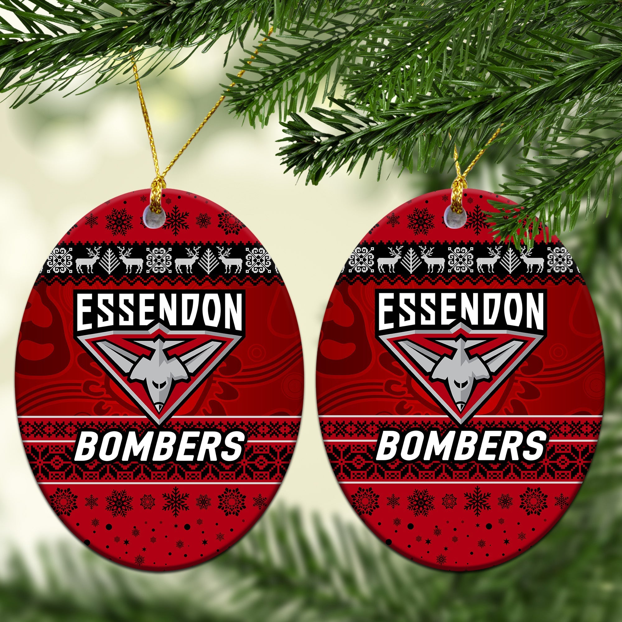 essendon-bombers-christmas-ornament-simple-style-red
