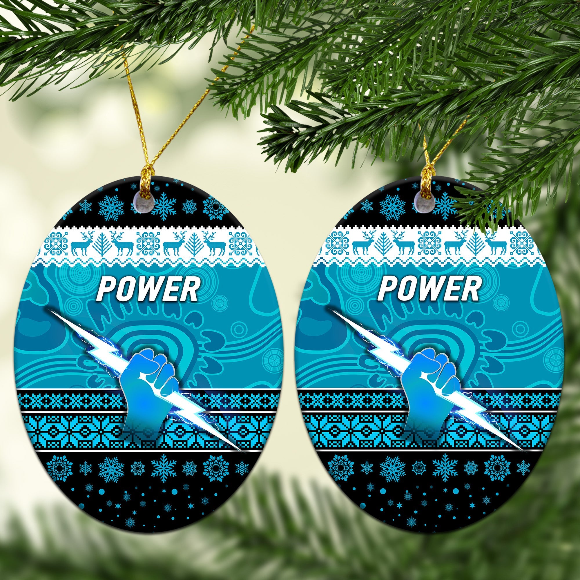 port-adelaide-power-christmas-ornament-simple-style