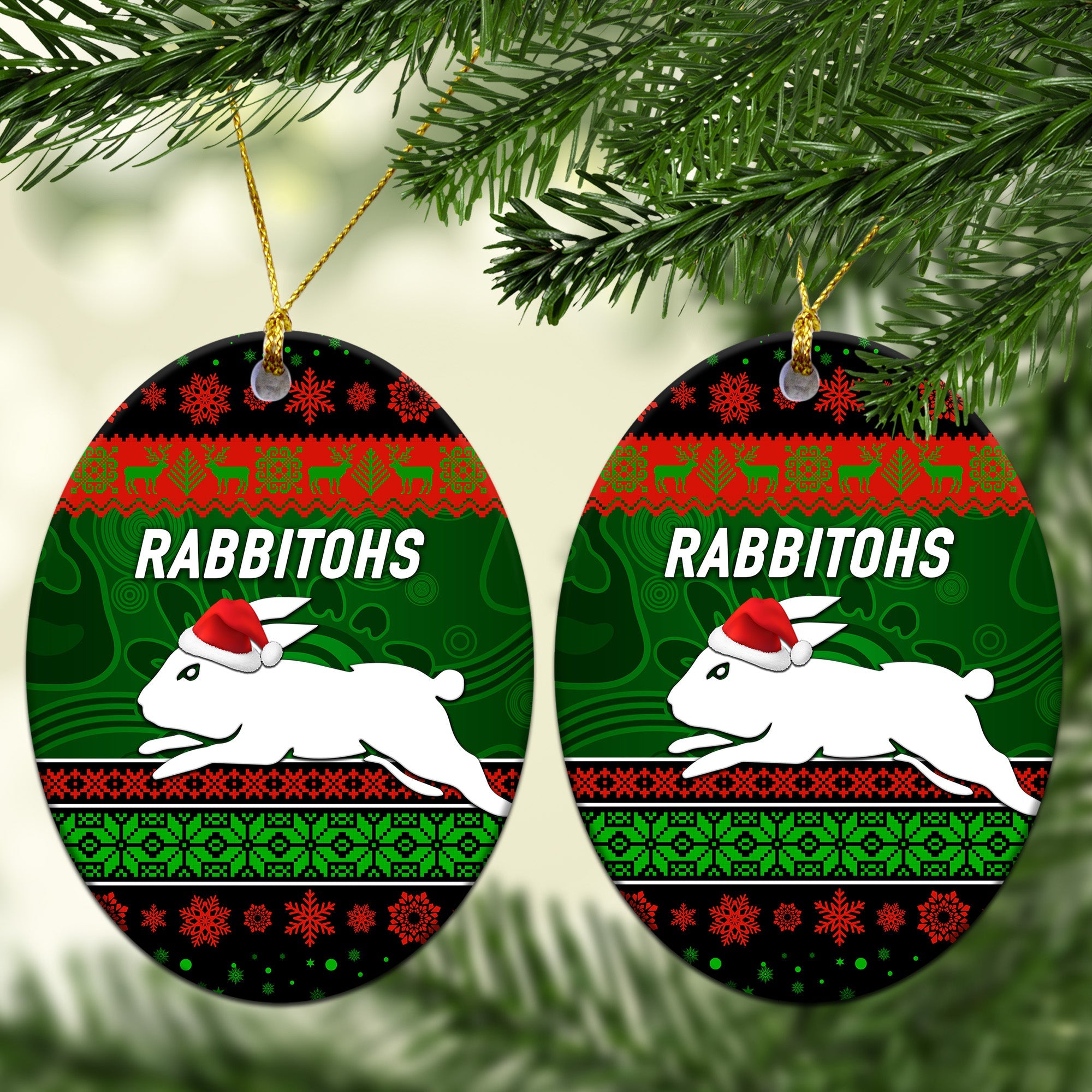 south-sydney-rabbitohs-christmas-ornament-simple-style-black