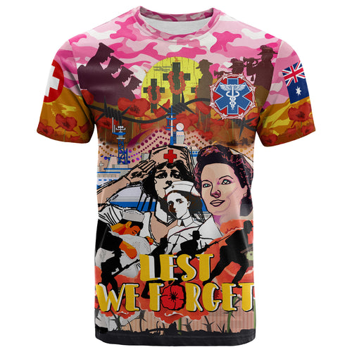 Royal Australian Army Medical Corps T-shirt - Custom Nurses at War Lest We Forget Poppy Anzac Commemoration T-shirt