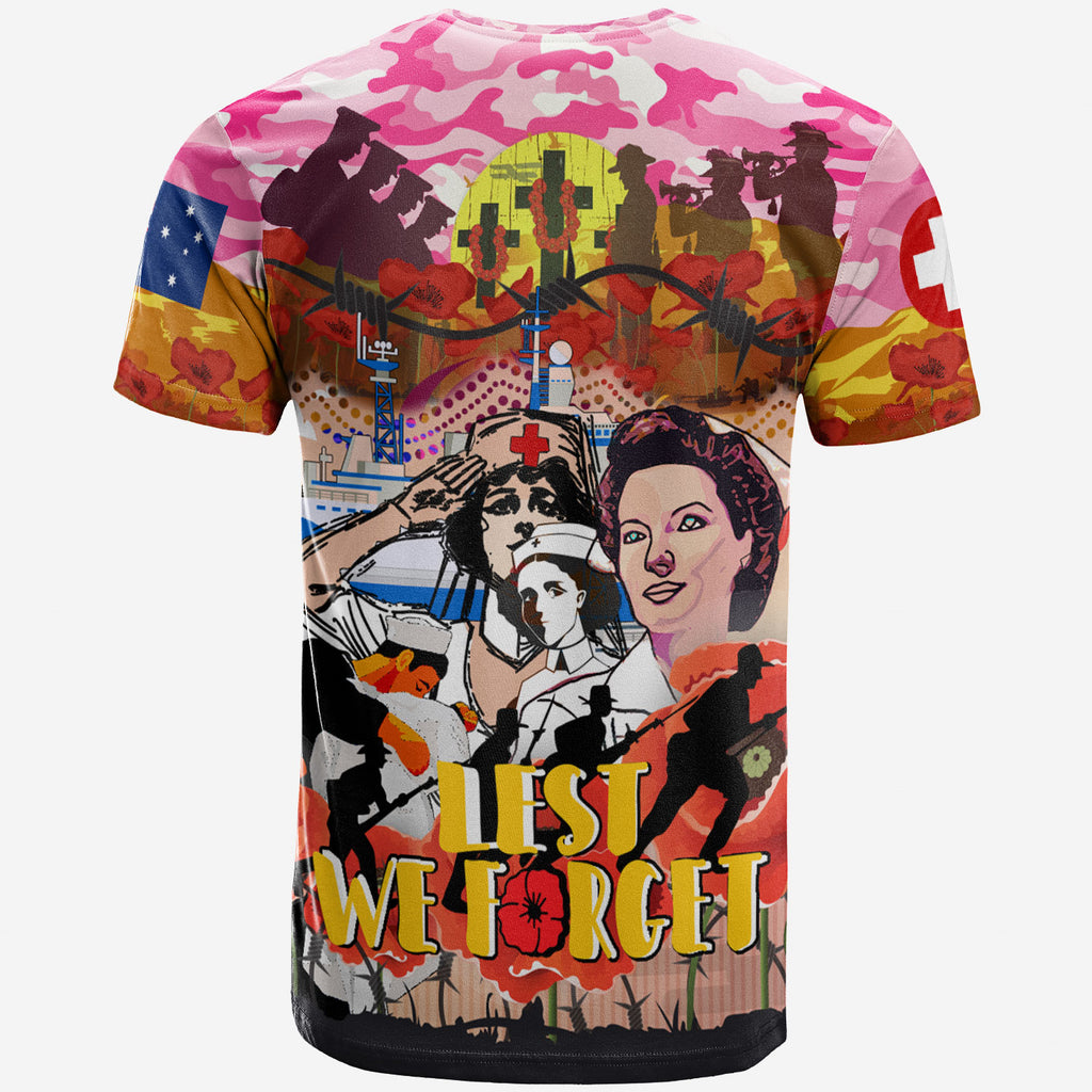 Royal Australian Army Medical Corps T-shirt - Custom Nurses at War Lest We Forget Poppy Anzac Commemoration T-shirt