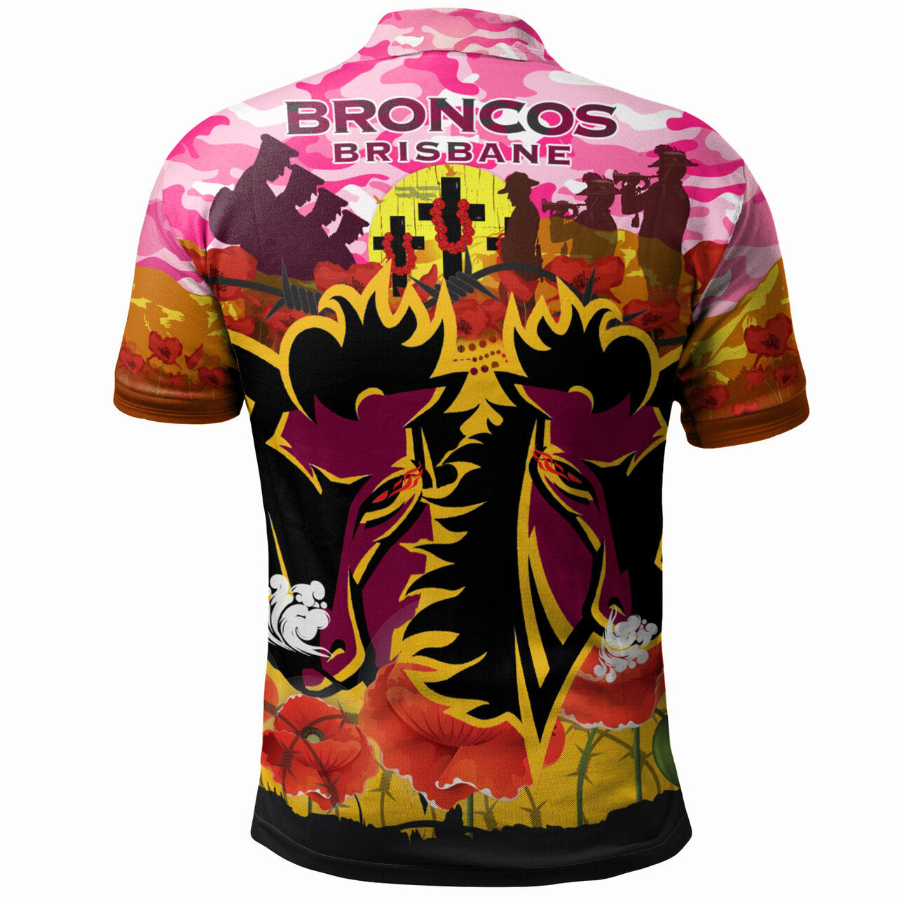 broncos-rugby-anzac-lest-we-forget-polo-shirt-custom-double-broncos-with-camouflage-and-poppy-flower