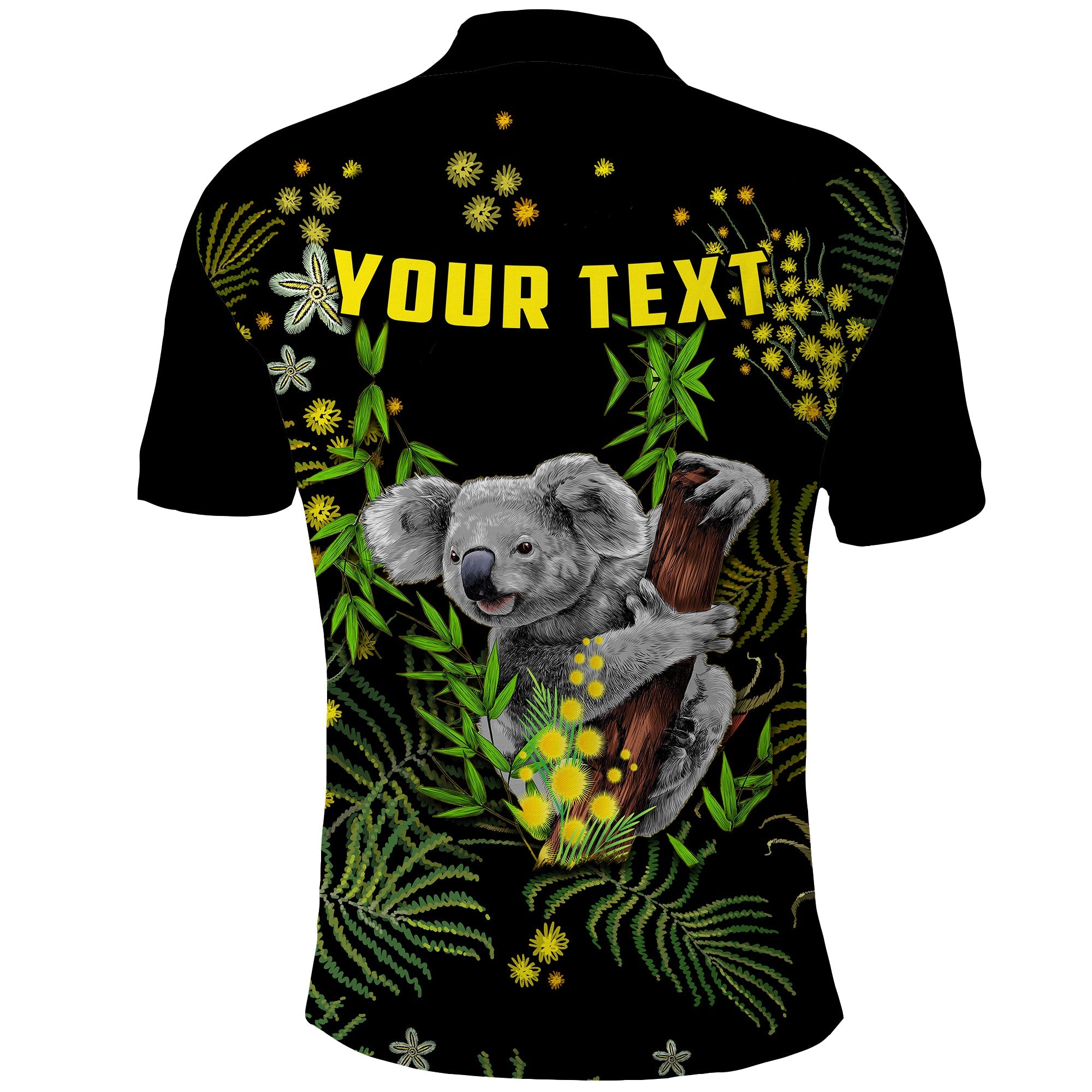 custom-personalised-golden-wattle-polo-shirt-koala-australia-acacia-pycnantha-version-simple