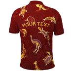 custom-personalised-aboriginal-art-polo-shirt-animals-australia-version-maroon