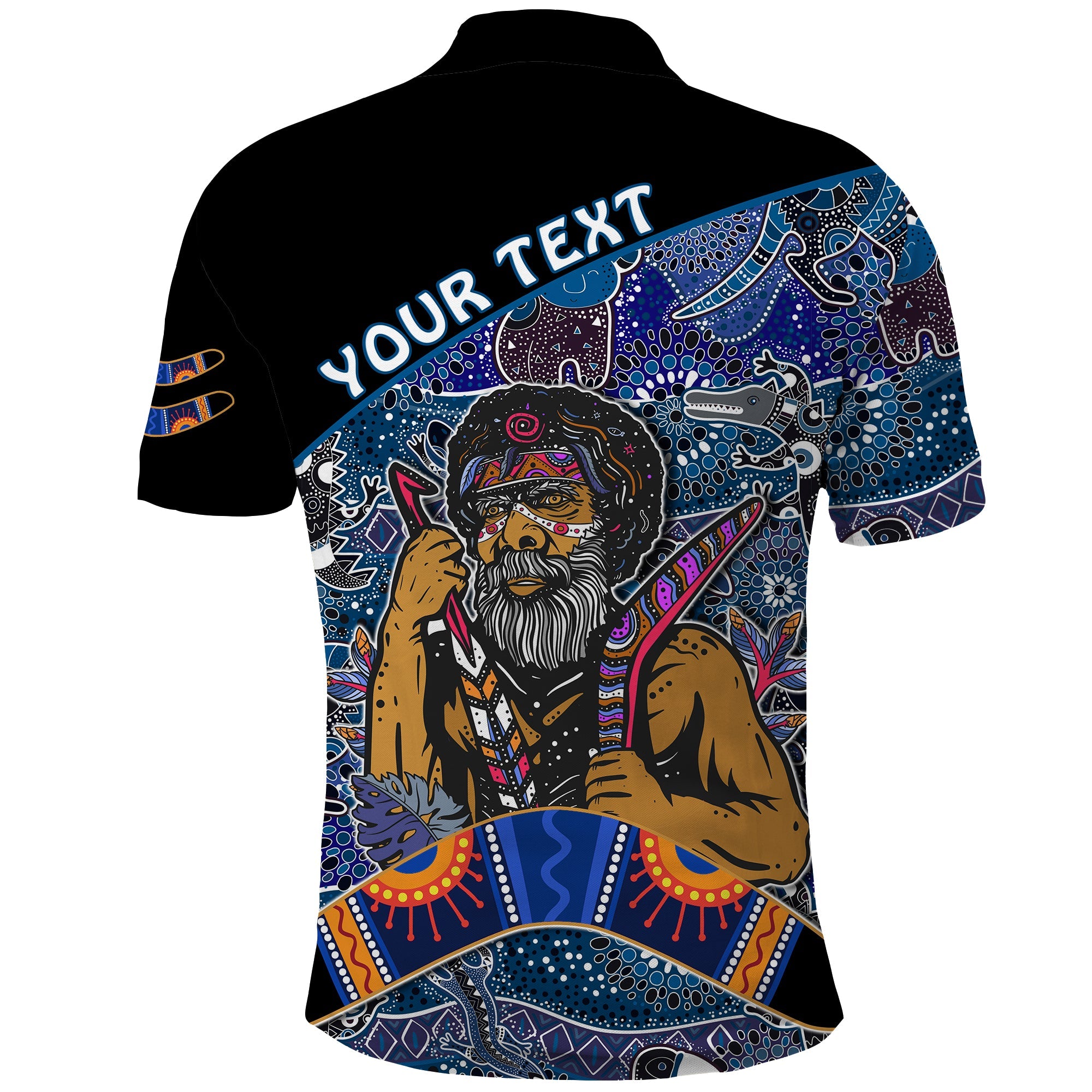 custom-personalised-australian-boomerang-polo-shirt-indigenous-australia-blue-graceful