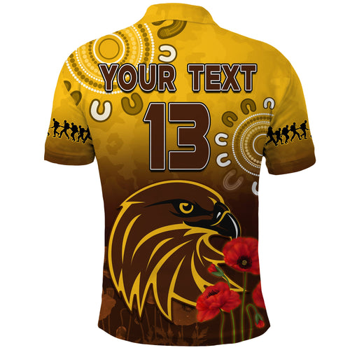 custom-text-and-number-hawks-anzac-2022-polo-shirt-hawthorn-football-aboriginal-poppy