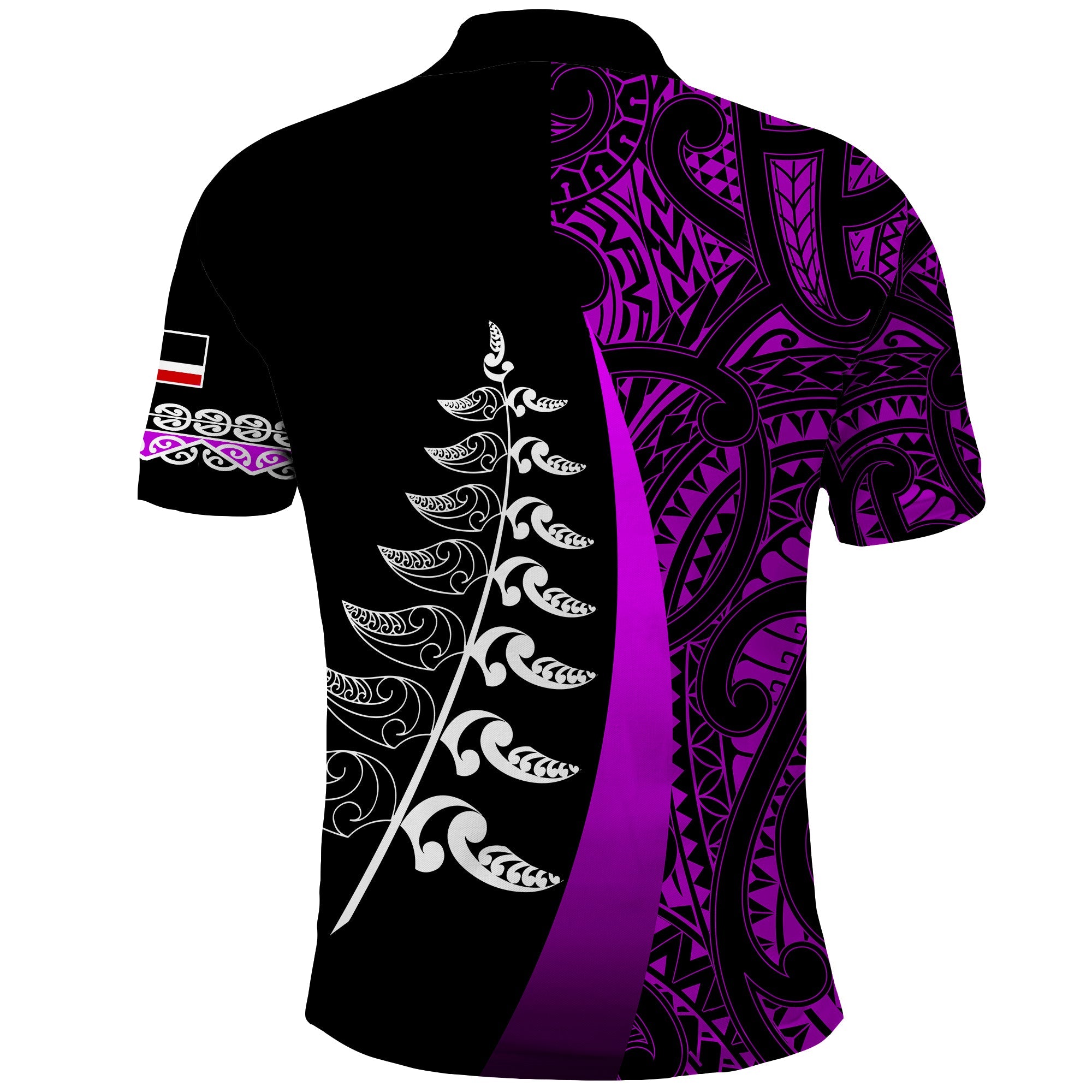 custom-personalised-waitangi-day-polo-shirt-maori-mix-fern-style-purple