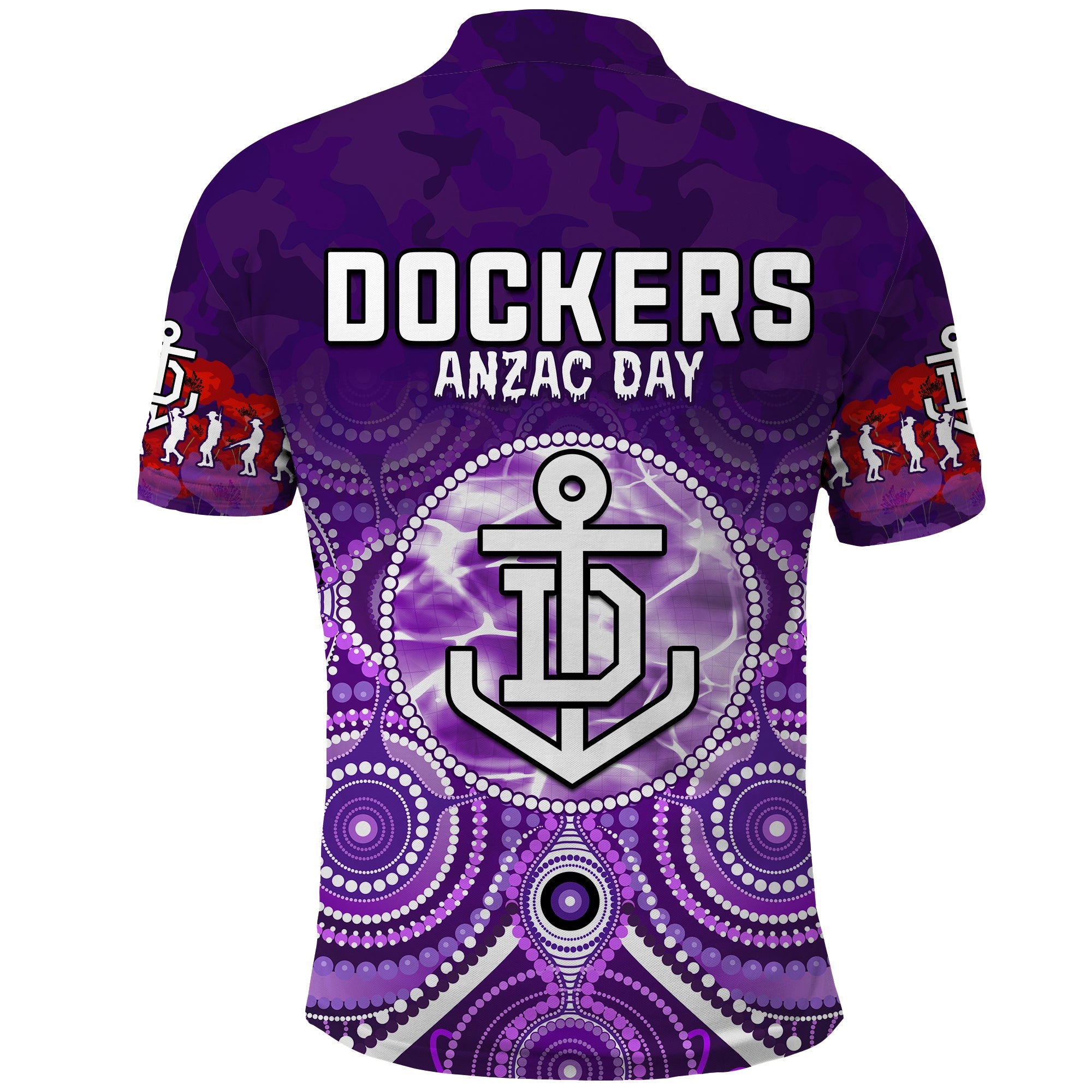 custom-personalised-dockers-anzac-2022-polo-shirt-fremantle-football-aboriginal-poppy-flowers