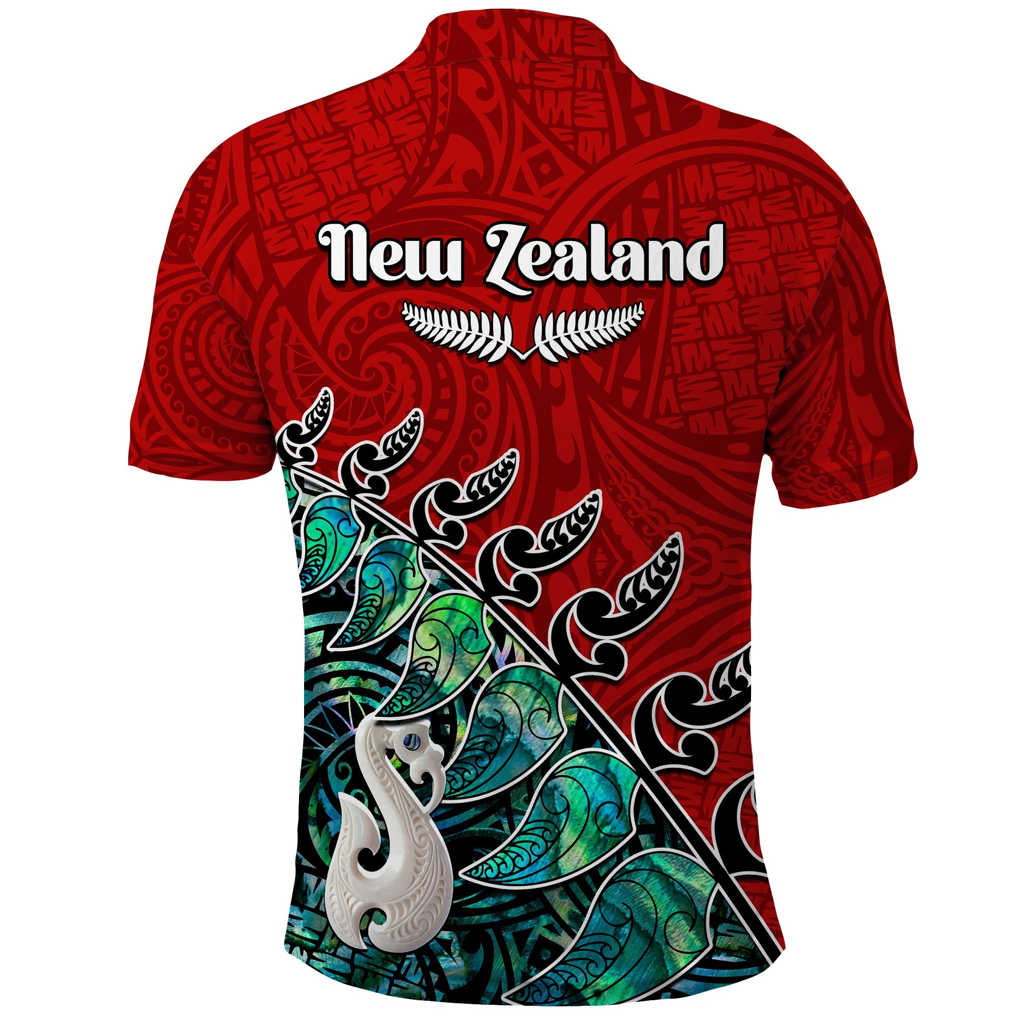 custom-personalised-new-zealand-maori-polo-shirt-fern-and-manaia-version-red