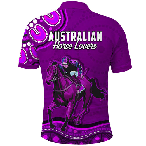 custom-personalised-launceston-cup-2022-polo-shirt-australia-aboriginal-purple-horse-lovers