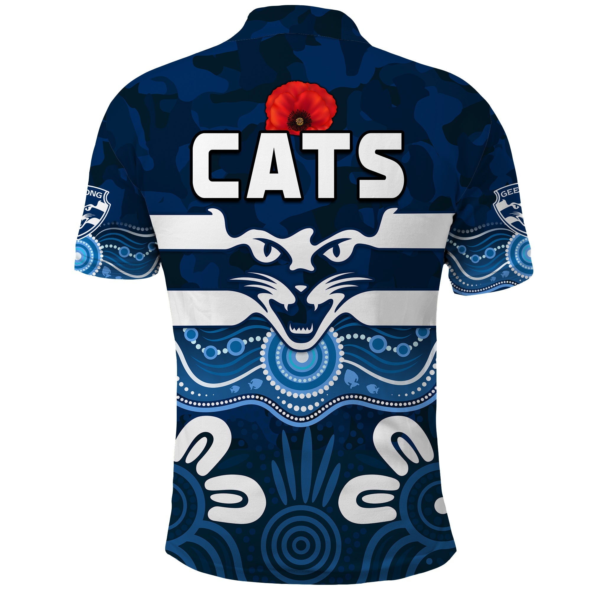 Cats Anzac 2022 Polo Shirt Geelong Football Aboriginal Poppy LT13