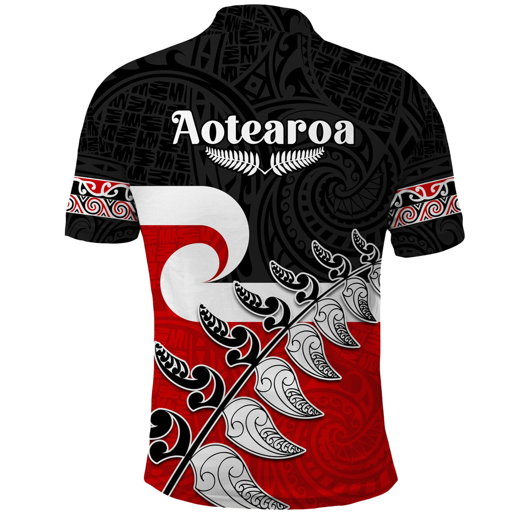 custom-personalised-waitangi-polo-shirt-aotearoa-maori-pattern-mix-fern-and-manaia-koru