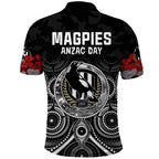 custom-personalised-magpies-anzac-2022-polo-shirt-collingwood-football-aboriginal-poppy-flowers