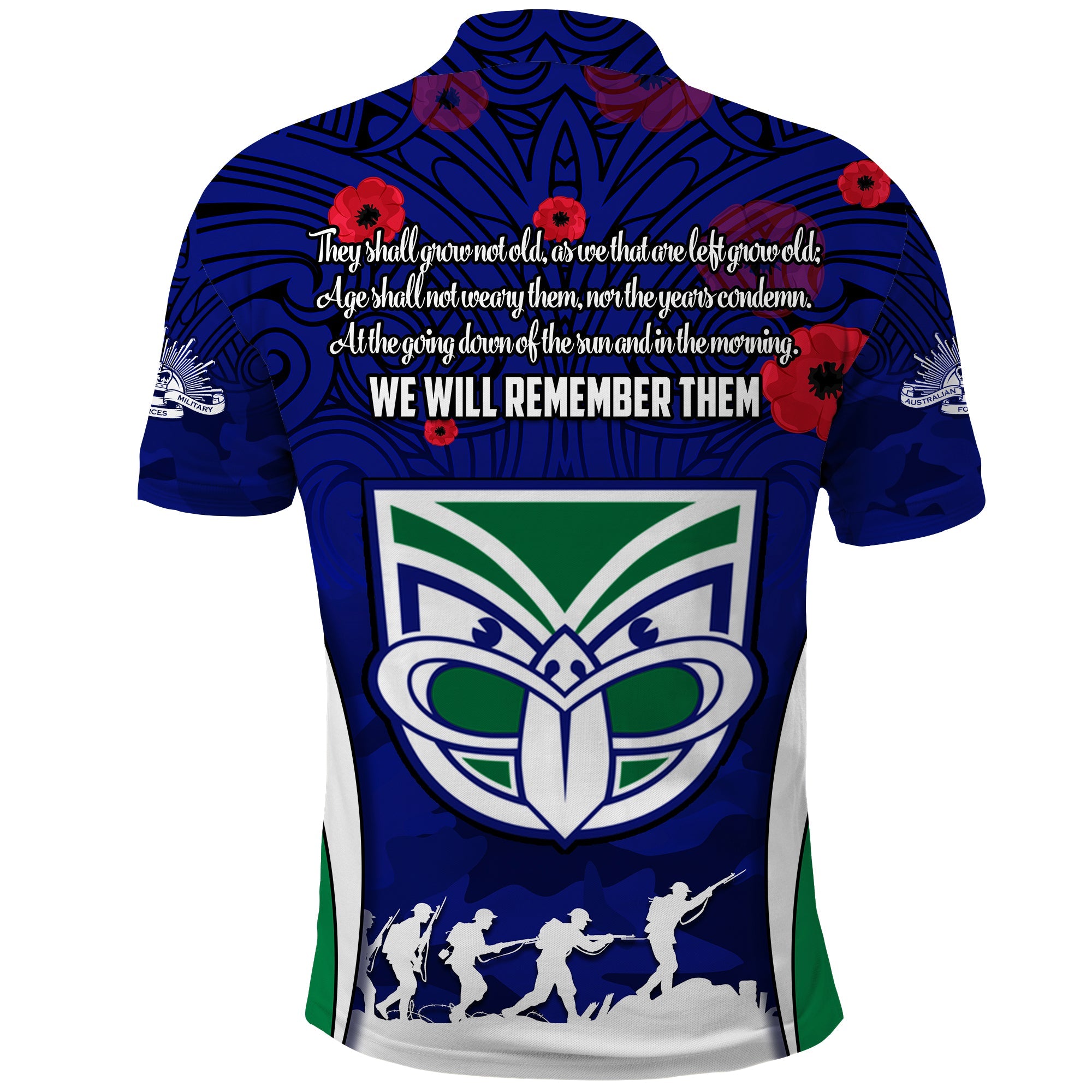 custom-personalised-warriors-anzac-2022-polo-shirt-maori-pattern-always-remember-them